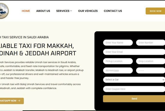 design taxi booking website, transport service website